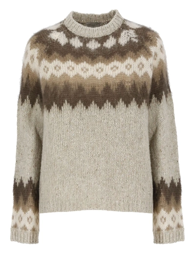 Shop Woolrich Fairisle Sweater In Beige