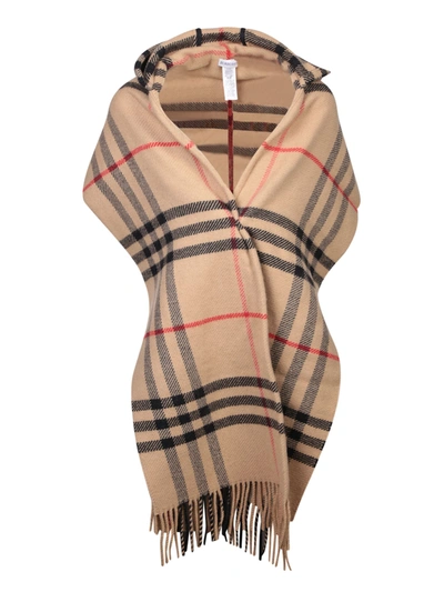 Shop Burberry Hooded Beige Archive Scarf