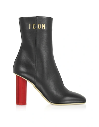 Shop Dsquared2 Black Leather Plexy High-heel Boots