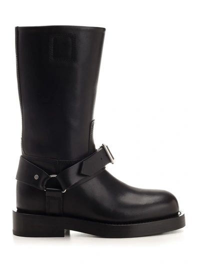 Shop Burberry Saddle High Boots In Black