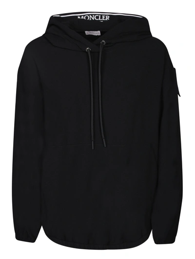 Shop Moncler Logo On The Sleeve Black Hoodie