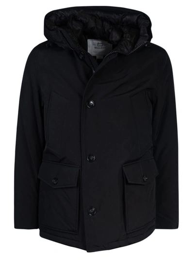 Shop Woolrich Cargo Buttoned Jacket In Black