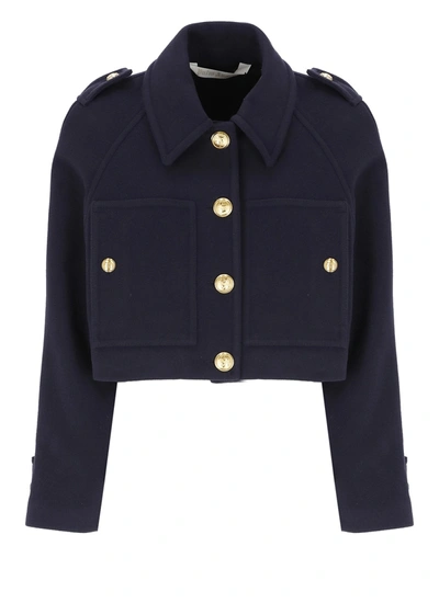 Shop Palm Angels Gold Buttons Cropped Blazer In Blue