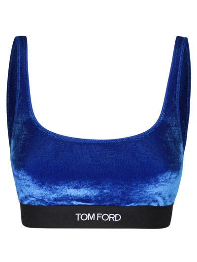 Shop Tom Ford Velvet Bra Top Blue