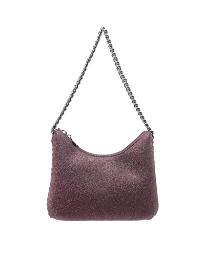 Shop Stella Mccartney Mini Zip Shoulder Bag Glitter In Bronze