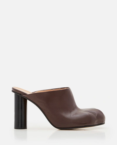 Shop Jw Anderson J.w. Anderson Heeled Paw Leather Mules In Brown
