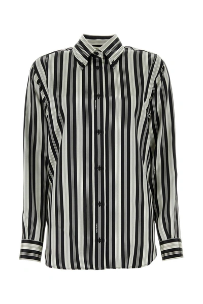 Shop Fendi Striped Collared Long-sleeve Shirt In Default Title