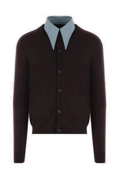 Shop Prada Buttoned Layered Cardigan In Default Title