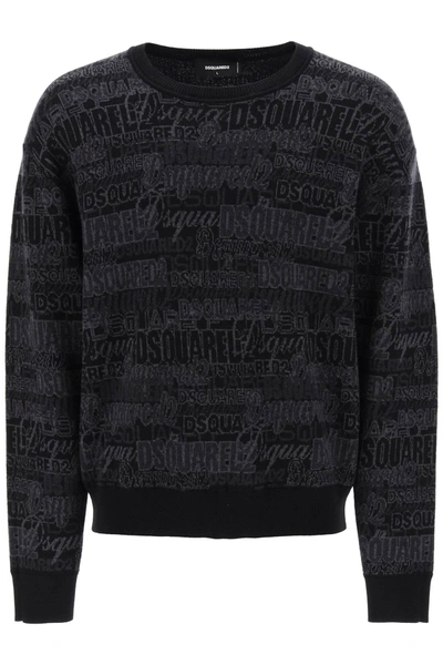 Shop Dsquared2 Wool Sweater With Logo Lettering Motif In Default Title