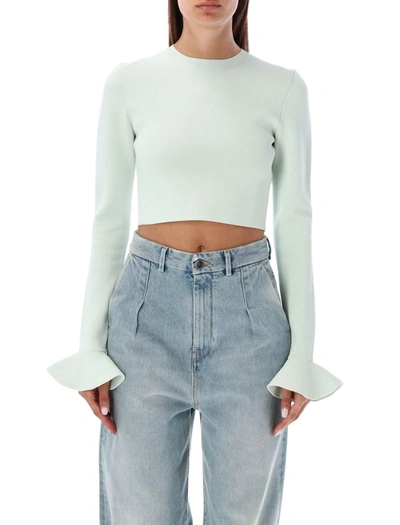 Shop Jw Anderson J.w. Anderson Ruffle Detailed Ribbed Cropped Top In Default Title