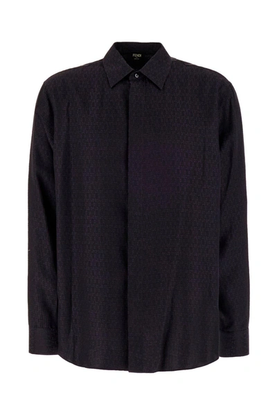 Shop Fendi Micro Ff Striped Oversized Shirt In Default Title