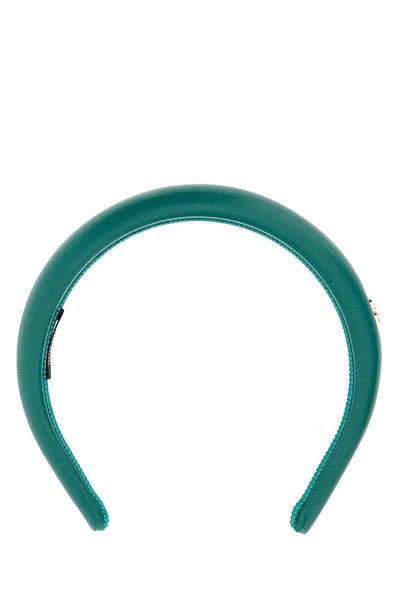 Shop Miu Miu Emerald Green Leather Headband