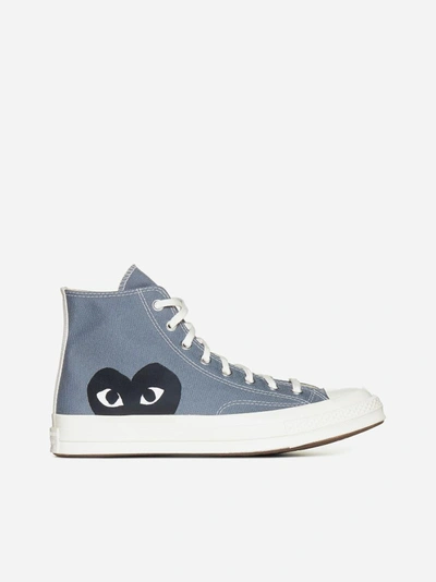 Shop Comme Des Garçons X Converse Canvas High-top Sneakers In Grey