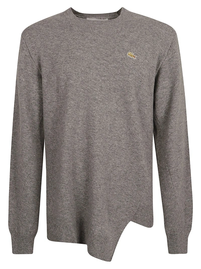 Shop Comme Des Garçons Asymmetric Logo Embroidered Sweater In Grey