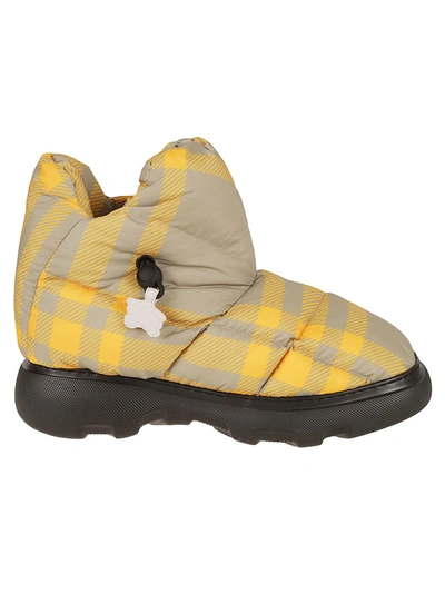 Shop Burberry Pillow Check Boots In Hunter Check