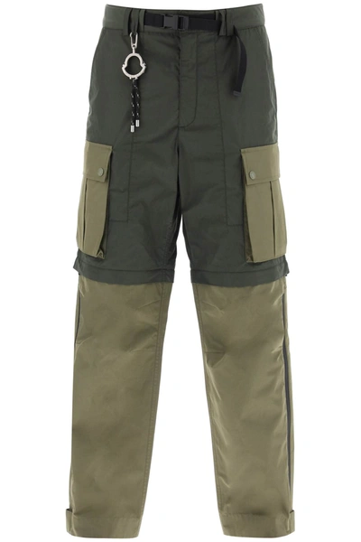 Shop Moncler Convertible Cargo Pants In Military Green