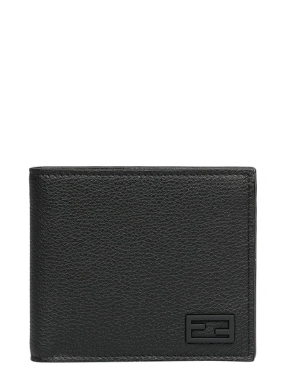 Shop Fendi Logo Patch Bi-fold Wallet In Nero