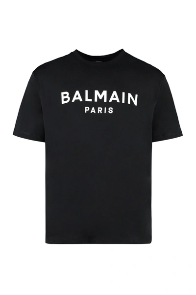 Shop Balmain Cotton Crew-neck T-shirt In Noir/blanc