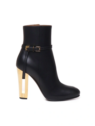 Shop Fendi Delfina High Leather Ankle Boots In Nero