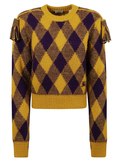 Shop Burberry Check Sweater In Pear Ip Pattern