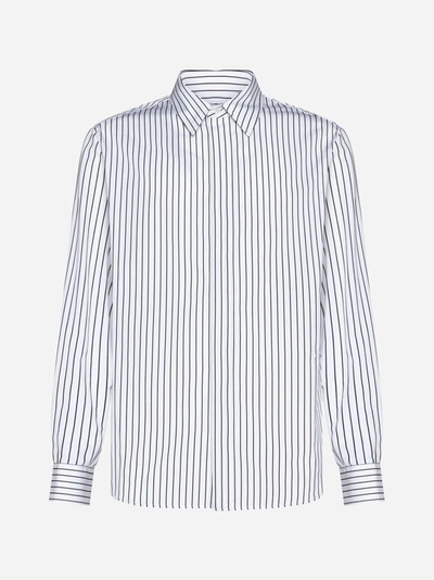 Shop Bottega Veneta Striped Cotton Shirt In White