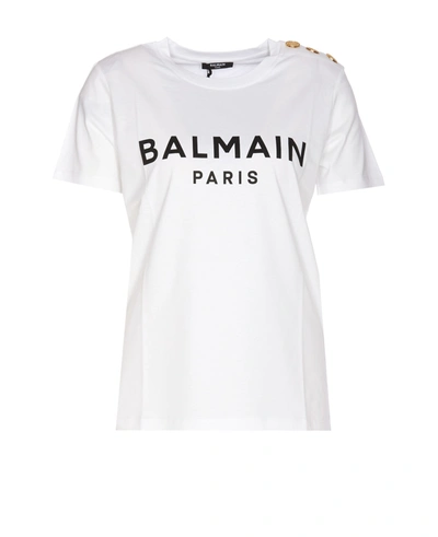 Shop Balmain Ecosustainable Logo T-shirt In White