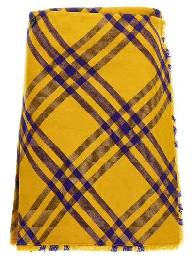 Shop Burberry Kilt Skirt In Yellow