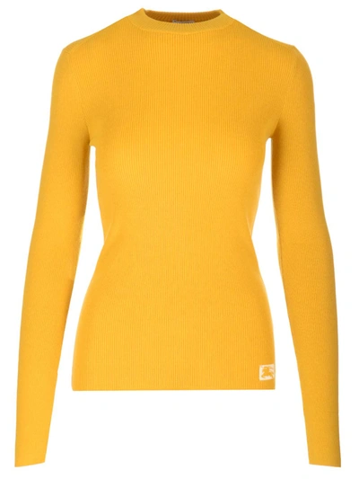 Shop Burberry Ribbed Wool Sweater In Yellow