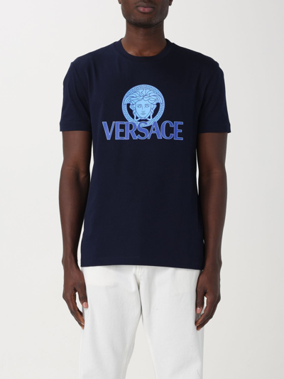 Shop Versace T-shirt  Men Color Blue