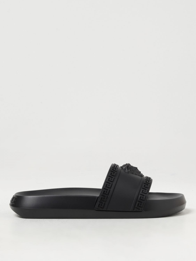 Versace Palazzo Rubber Slides In Black