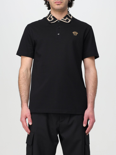 Shop Versace Polo Shirt  Men Color Black