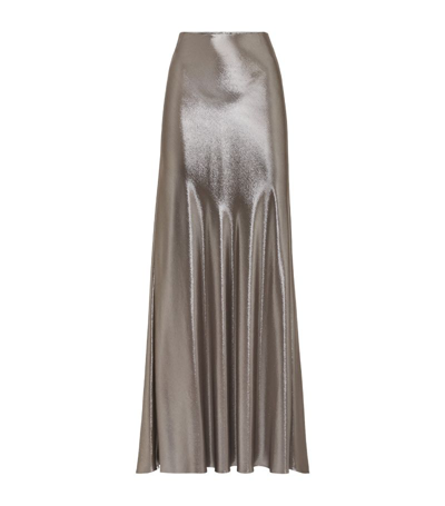 Shop Brunello Cucinelli Metallic Gabardine Maxi Skirt In Grey