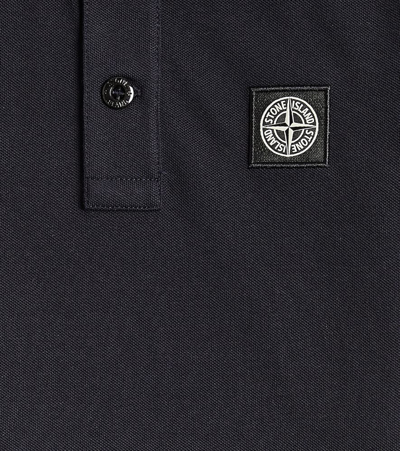 Shop Stone Island Junior Compass Cotton Piqué Polo Shirt In Blue