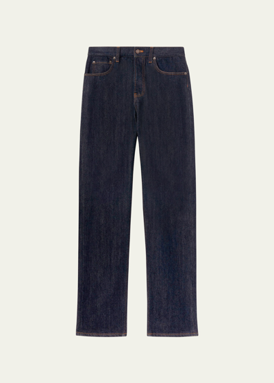 Shop Loro Piana Men's Kamen Cotton-cashmere Denim Jeans In Shadow Blue