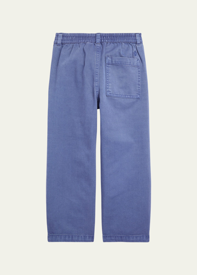 Shop Ralph Lauren Boy's Pleated Twill Straight-leg Pants In Light Navy