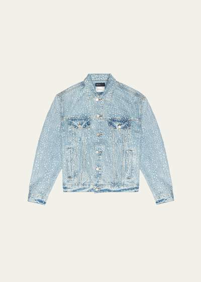 Purple Men's Crystal Galore Trucker Jacket In Crystal Galore