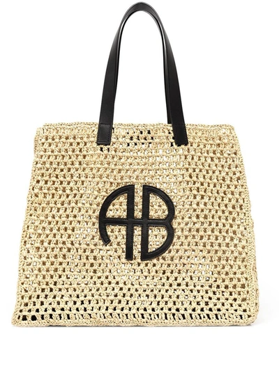 Shop Anine Bing Large Rio Tote Bags In Nude & Neutrals