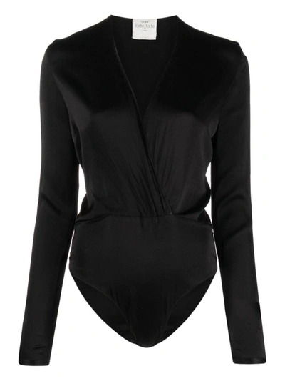 Shop Forte Forte Forte_forte Stretch Silk Satin Long Sleeves Body Clothing In Black