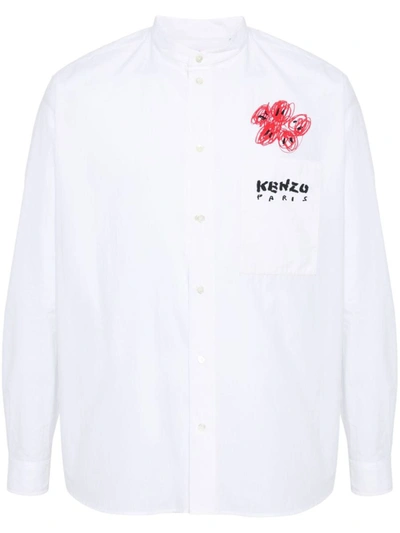 Shop Kenzo Drawn Varsity Dress Shirt Clothing In White