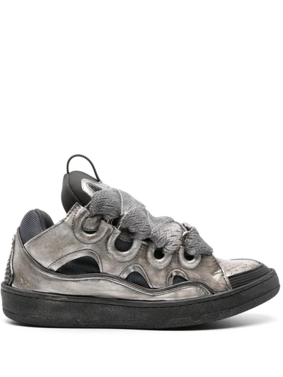 Shop Lanvin Curb Sneakers Shoes In M210 Silver Black