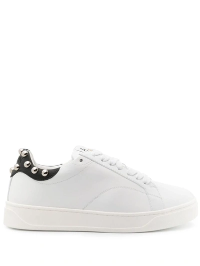 Shop Lanvin Ddb0 Sneakers With Studs Shoes In 00m2 White Silver