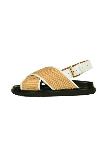 Shop Marni Sandals In Natural/white/black