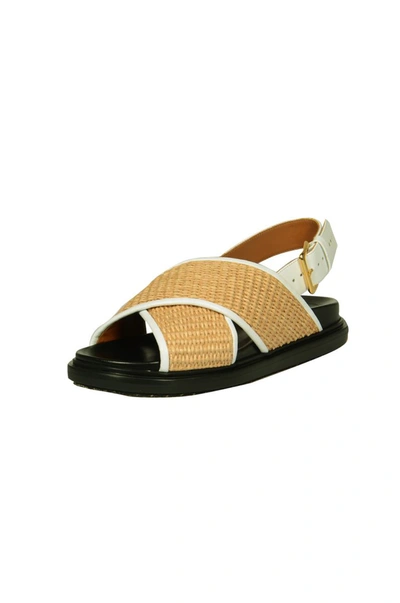 Shop Marni Sandals In Natural/white/black