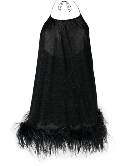Shop Oseree Oséree Lumiere Plumage Necklace Dress Clothing In Black