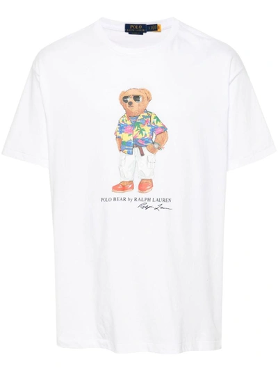 Shop Polo Ralph Lauren Short Sleeve-t-shirt Clothing In Sp24 White Beach Club Bear
