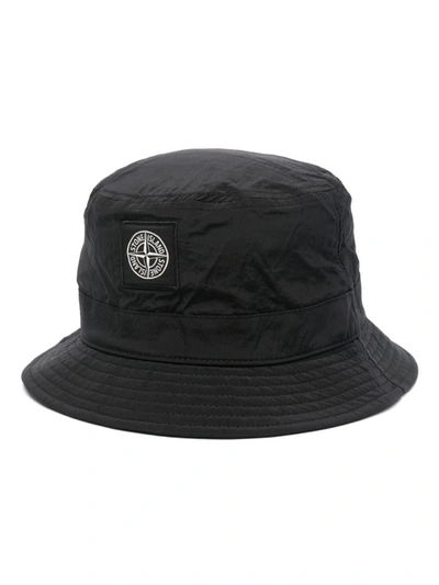 Shop Stone Island Hat Accessories In Black