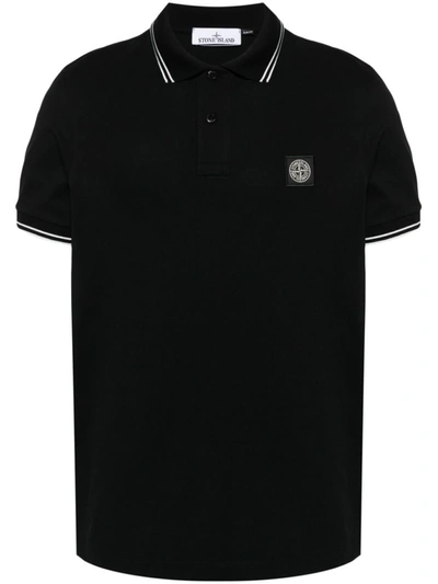 Shop Stone Island Polo S/s Slim Fit Clothing In Black