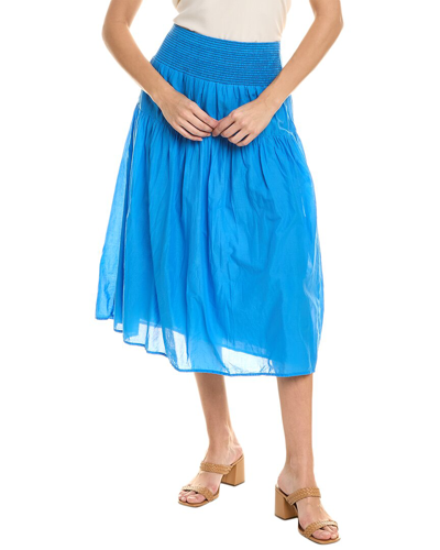 Shop Nation Ltd Yumi Smocked Tiered Midi Skirt In Blue