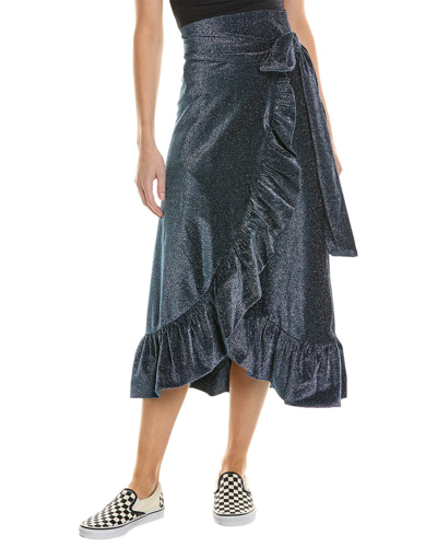 Shop Ganni Wrap Skirt In Blue