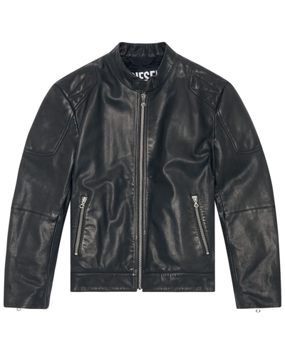 Shop Diesel Ink Leather Jacket In Black